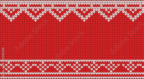 Knitted Christmas vector pattern. Decoration for advertising, greeting cards, gifts and packaging. Flat cartoon illustration. Objects isolated on white background.