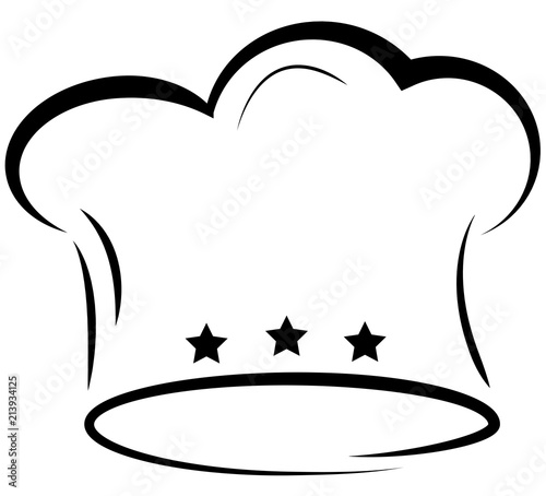 toque chef's hat icon with three stars vector illustration photo