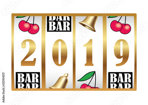 2019年　スロットマシーン年賀状素材