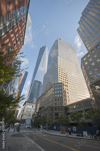 Office buildings and world trade center in lower manhattan, New York City