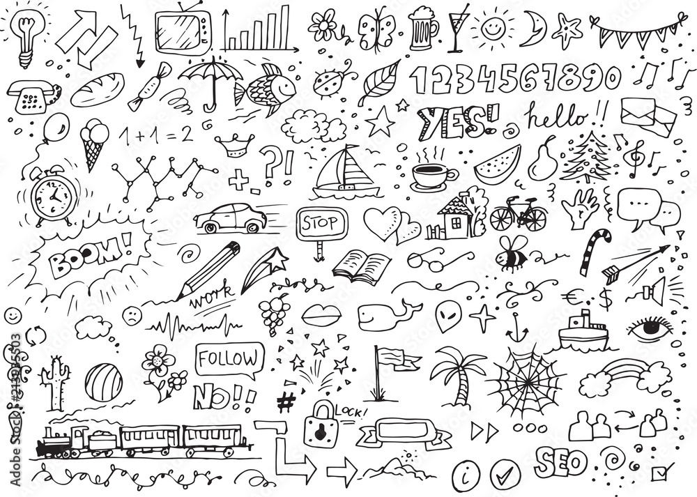 Various hand drawn doodles