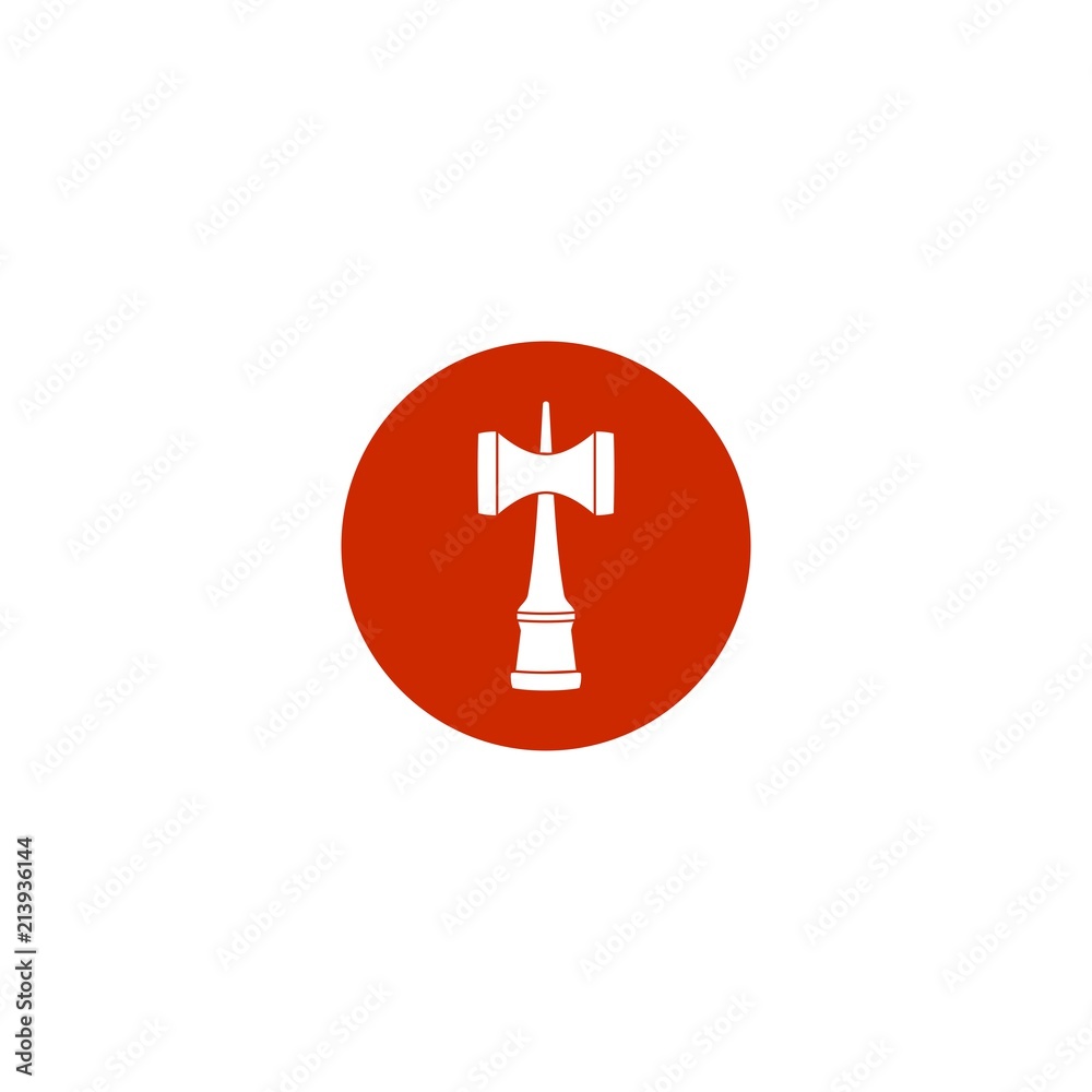 Kendama inside red circle, Japanese traditional toy logo. Kendama inside red circle, Japanese traditional toy logo.