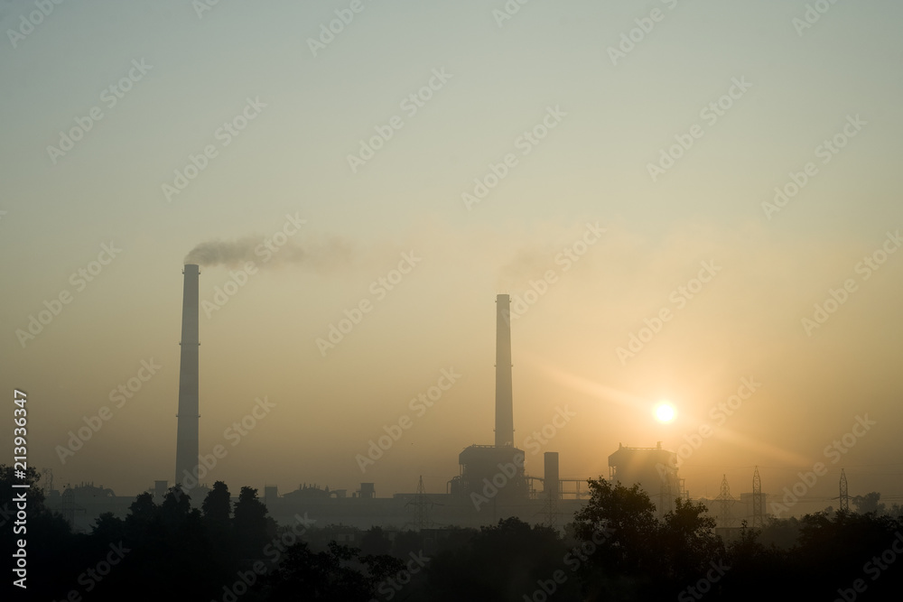 Factories working as the sun rises Factories working as the sun rises