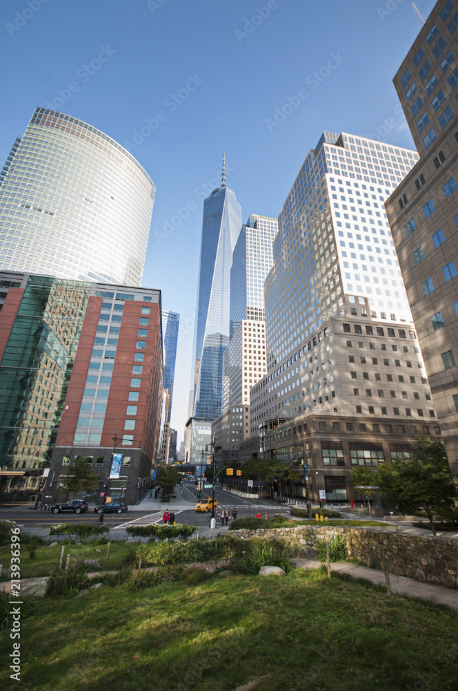 Office buildings and world trade center in lower manhattan, New York City
