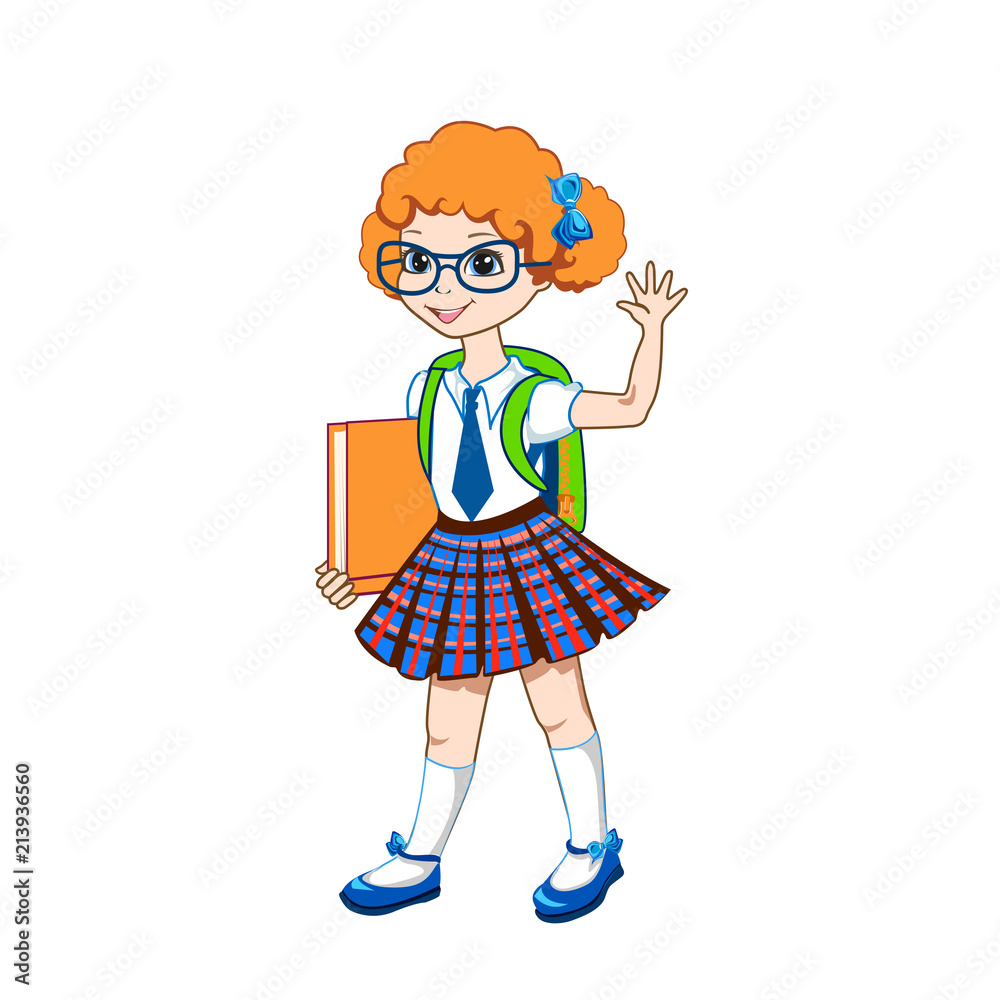 Cute schoolgirl with color books Cute schoolgirl with color books