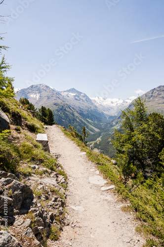 Pontresina, Val Roseg, Roseggletscher, Wanderweg, Muottas Muragl, Bernina, Piz Bernina, Oberengadin, Alpen, Graubünden, Sommer, Schweiz