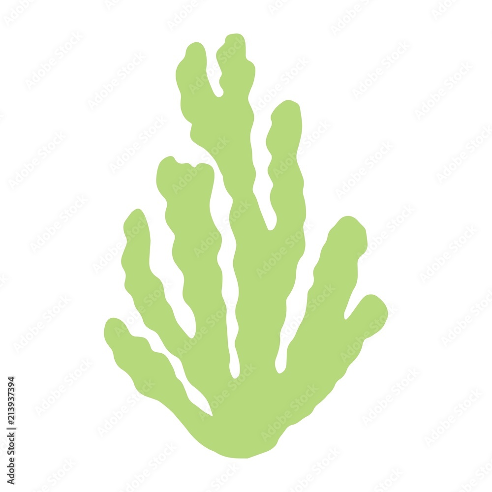 algae green isolated silhouette. marine plant. on a white background algae green isolated silhouette. marine plant. on a white background