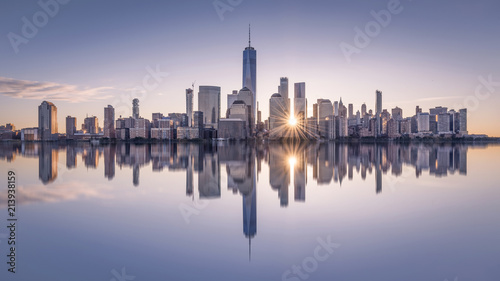 Manhattan skyline at sunset, New York City, USA photo