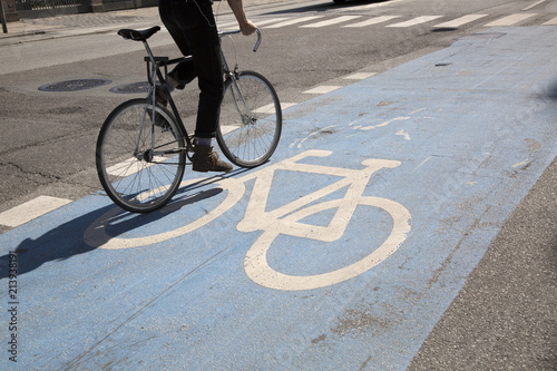 Bike Lane and Cyclist; Copenhagen