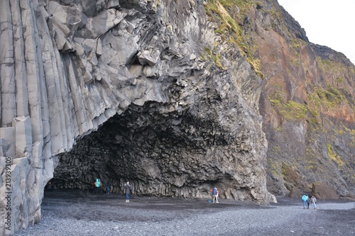 Reynisfjara Black Sand Beach caves and cliffs
