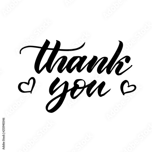 The inscription thank you. Handwritten Lettering.
