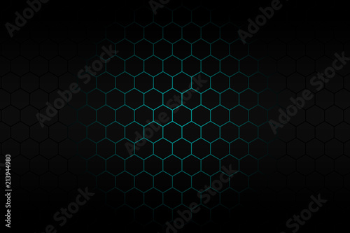 Black hexagon and blue neon light