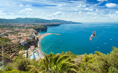Daylight aerial view of coastline Sorrento and Gulf of Naples, Italy