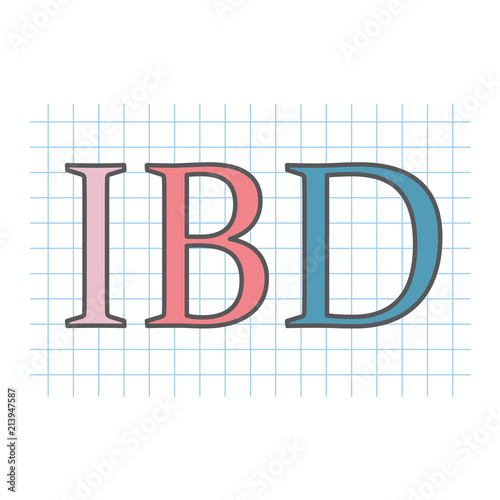 IBD (Inflammatory Bowel Disease) written on checkered paper sheet- vector illustration