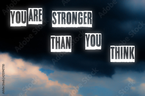 You are stronger than you think letters card illustration