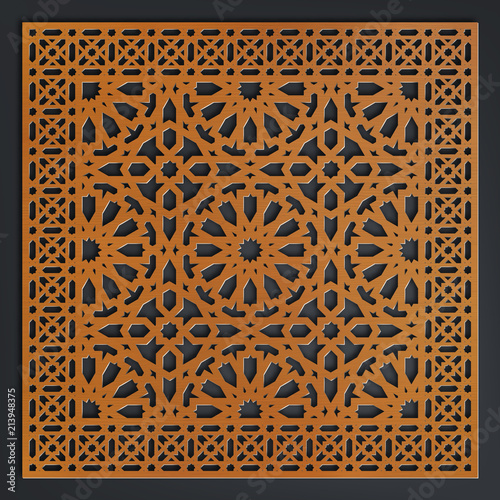 Laser cutting template. Decorative panel. Traditional oriental pattern.