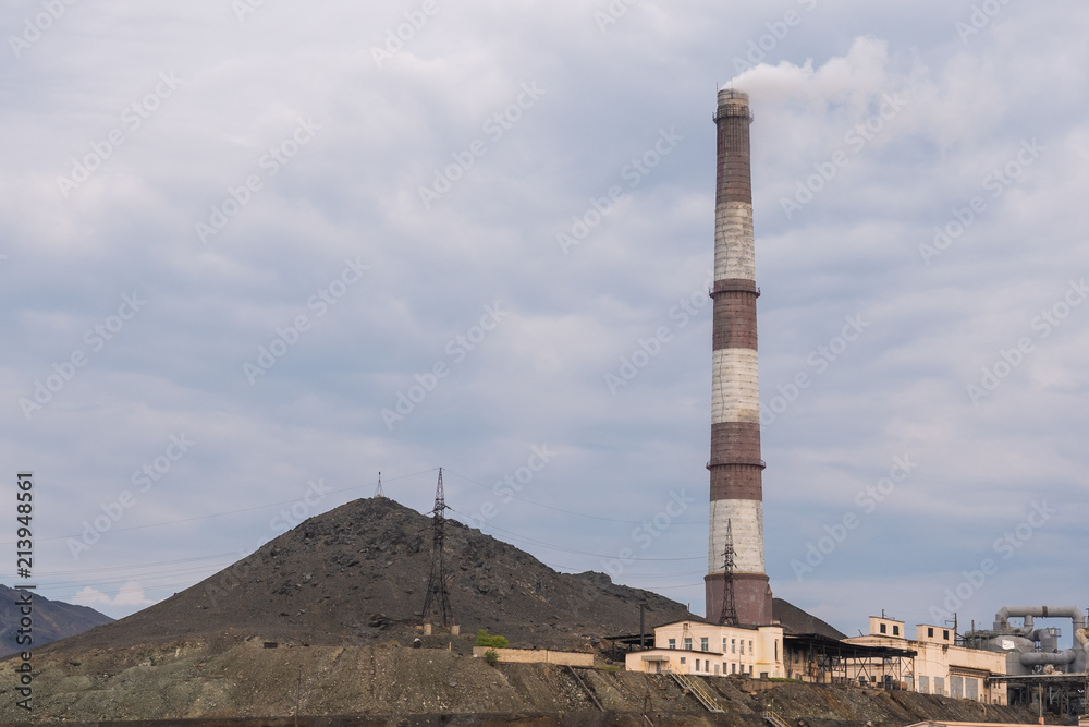Open pit mine and power plant. HDR - high dynamic range Open pit mine and power plant. HDR - high dynamic range