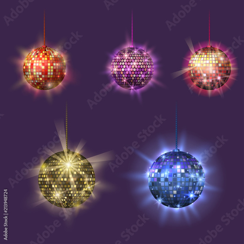 Disco ball discotheque music party night club dance equipment vector illustration.