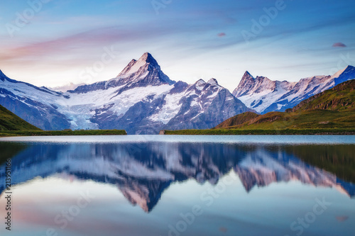 Great view of the snow rocky massif. Location Bachalpsee in Swiss alps, Grindelwald valley. © Leonid Tit