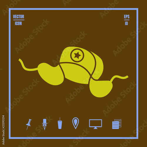 russian traditional winter hat called ushanka, ear flaps cap vector icon. Illustration on a flat design style. EPS 10