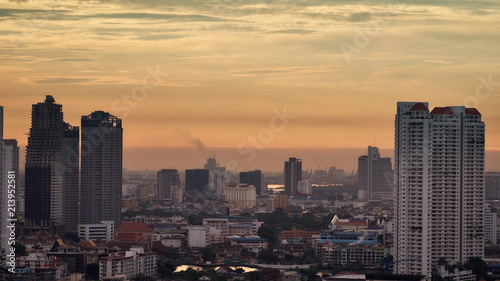 nearly sunset skyline cityscape and river building © bank215