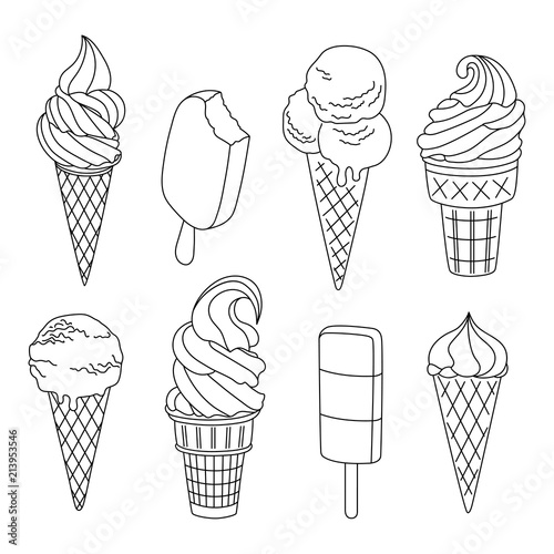 Ice cream set. Vector illustration.
