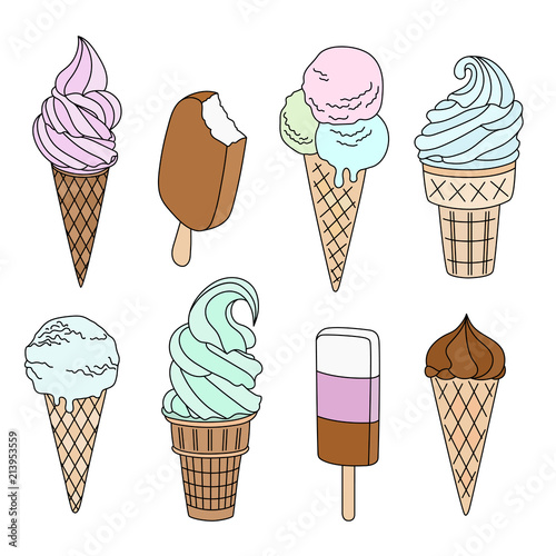 Ice cream set. Vector illustration.