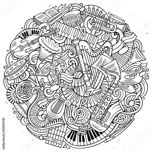 Cartoon vector doodles Classic music illustration