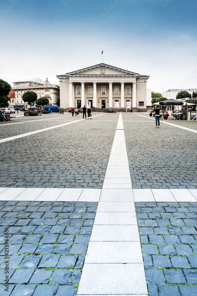 VILNIUS, LITHUANIA - September 2, 2017: The Town Hall Square in Vilnius, Lithuanian