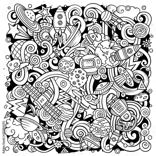 Cartoon vector doodles Space illustration