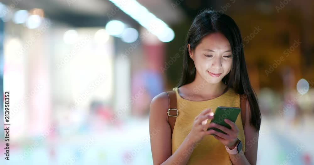 custom made wallpaper toronto digitalWoman use of mobile phone in city at night