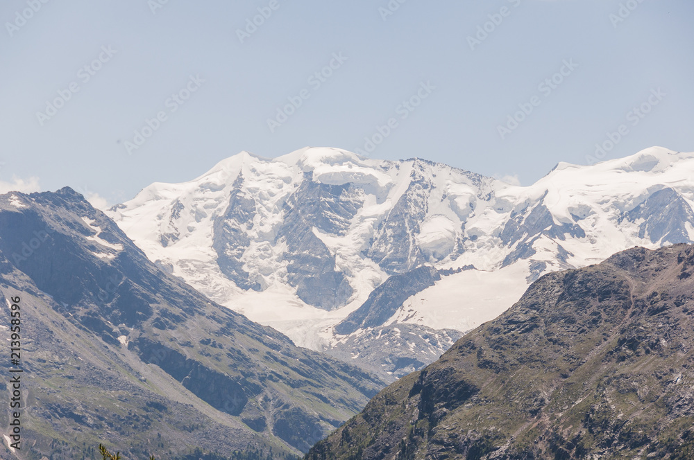 Pontresina, Piz Palü, Diavolezza, Persgletscher, Piz Bernina, Morteratsch, Wanderweg, Oberengadin, Alpen, Graubünden, Sommer, Schweiz
