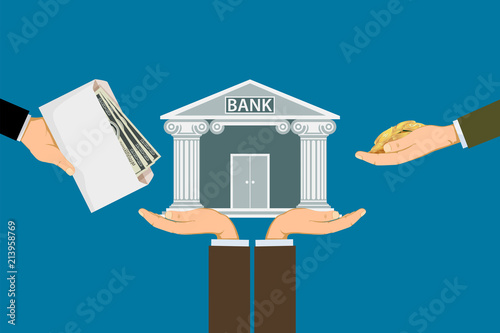 People invest or deposit money in a bank. Investments and savings.