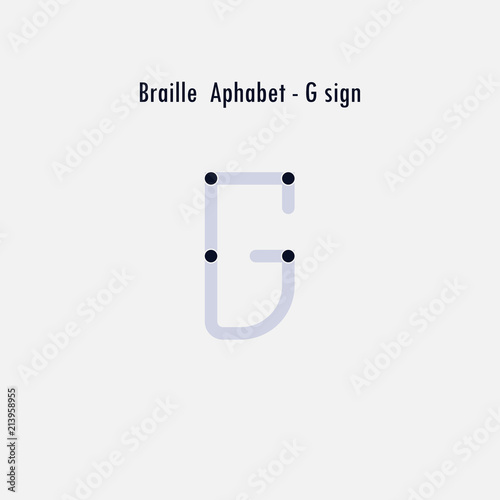 Creative english version of Braille alphabet design element.Braille alphabet letters.Classic emblem.Elegant dynamic alphabet letters.Flat web design icon.Vector illustration.
