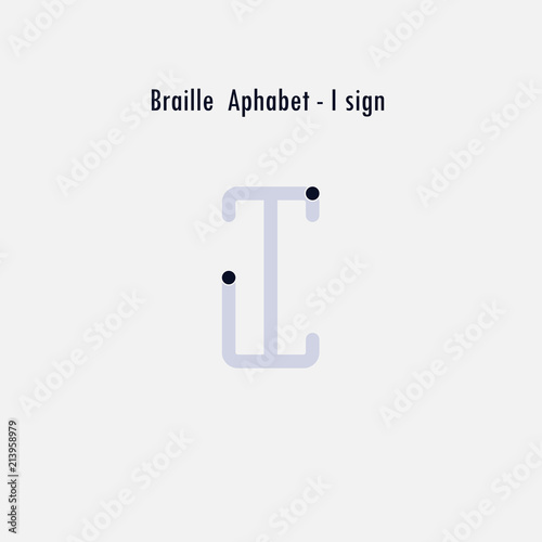 Creative english version of Braille alphabet design element.Braille alphabet letters.Classic emblem.Elegant dynamic alphabet letters.Flat web design icon.Vector illustration.