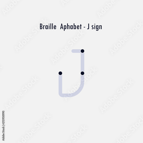 Creative english version of Braille alphabet design element.Braille alphabet letters.Classic emblem.Elegant dynamic alphabet letters.Flat web design icon.Vector illustration.