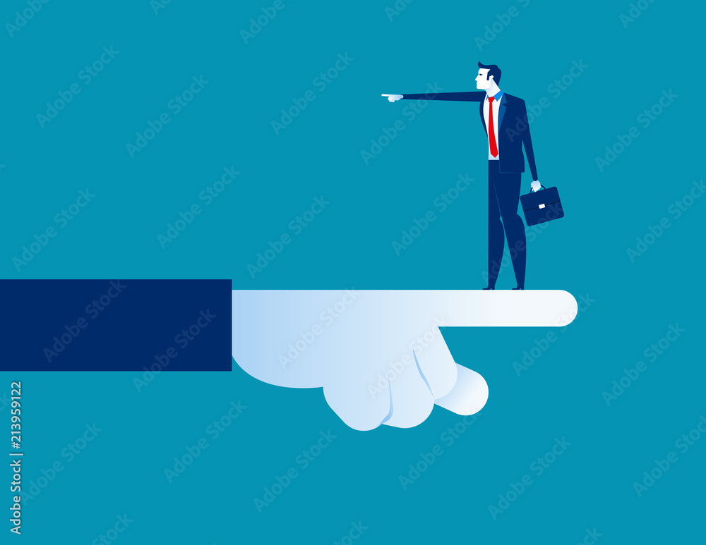 Businessman pointing direction different. Concept business vector illustration.