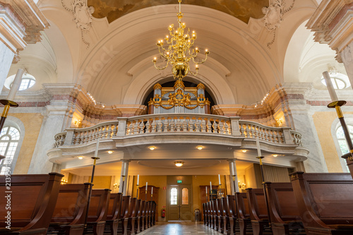 The organ inside Gustaf Vasa church, Stockholm, Sweden photo