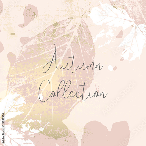 Autumn collection trendy chic gold blush background for social media, advertising, banner, invitation card, wedding, fashion header