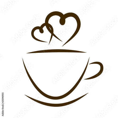 web icon cups of coffee and hearts