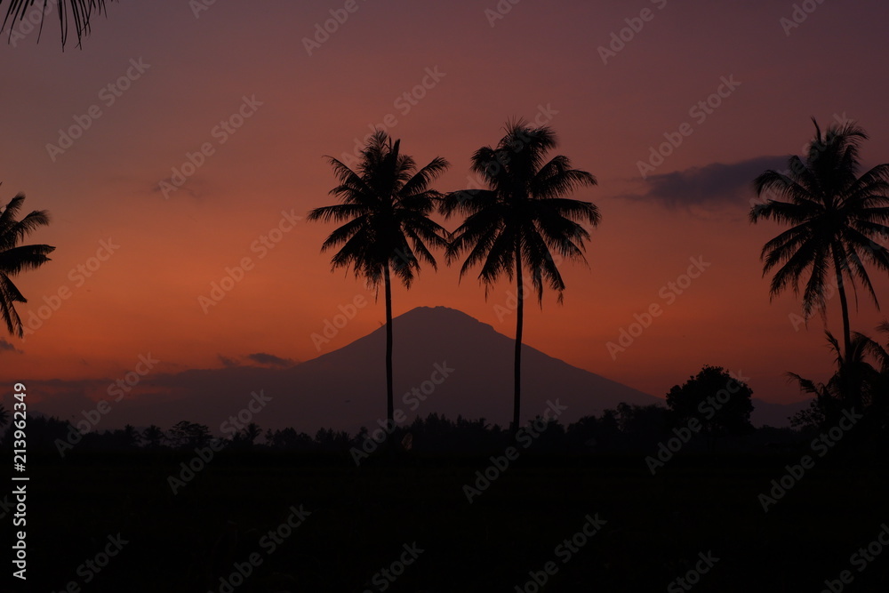 Sunset of Gunung Sumbing as Indonesia's mountain at Central Java Indonesia