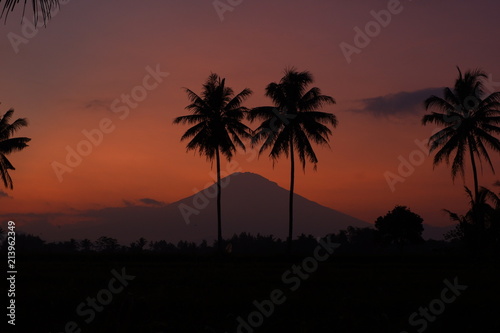 Sunset of Gunung Sumbing as Indonesia's mountain at Central Java Indonesia