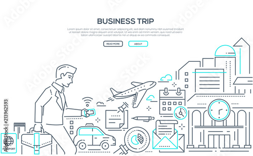 Business trip - modern line design style illustration