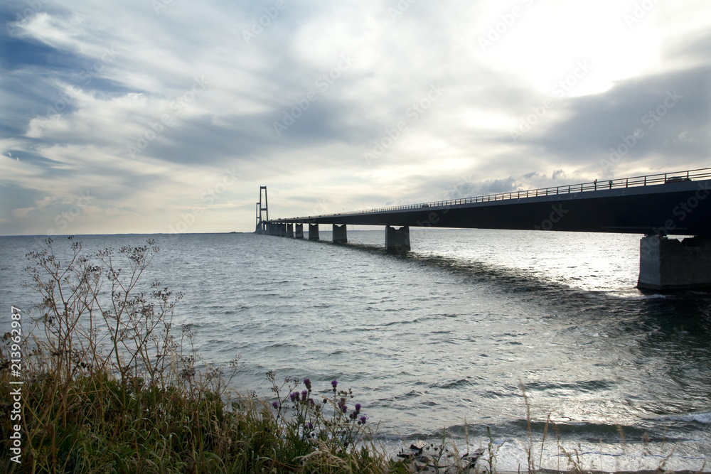 The great belt bridge, Storebelt in Denmark, connecting Zealand with Funen