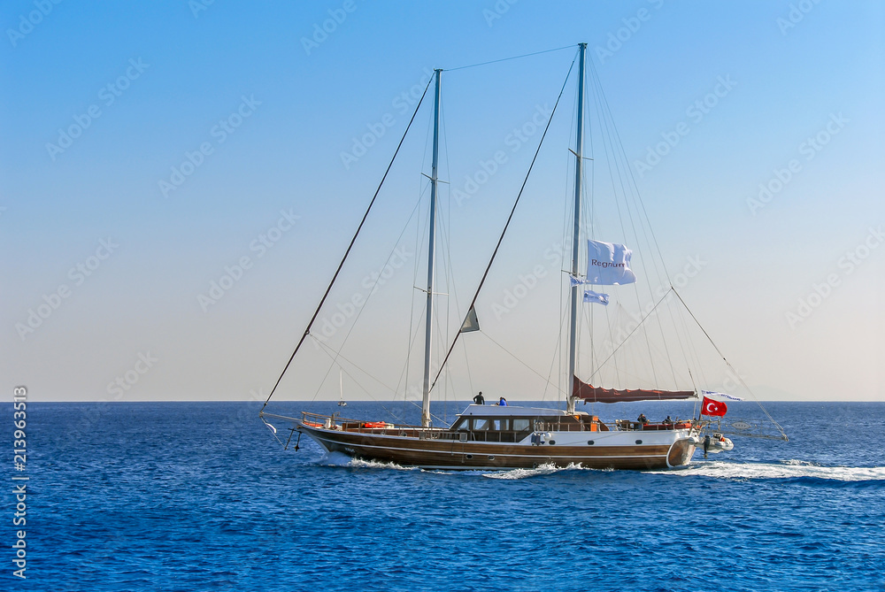 Kalymnos Island, Greece; 23 October 2010: Bodrum Cup Races, Gulet Wooden Sailboats