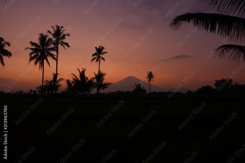 Sunset of Sumbing's mountain at Magelang, Central Java, Indonesia