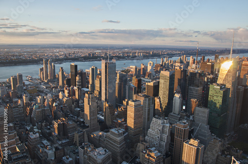 Manhattan street view and Nyc buildings from Empire State Building in New York City