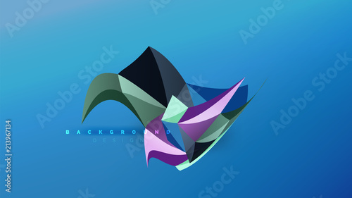 Abstract background - geometric origami style shape composition, triangular low poly design concept. Colorful trendy minimalistic illustration