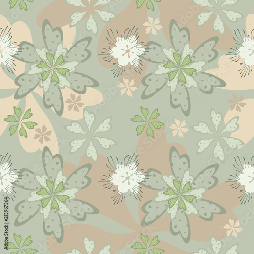Wallpaper Mural Elegant floral decorative gently green pastel pattern with flowers of gentle harmonious colors on a light background Torontodigital.ca