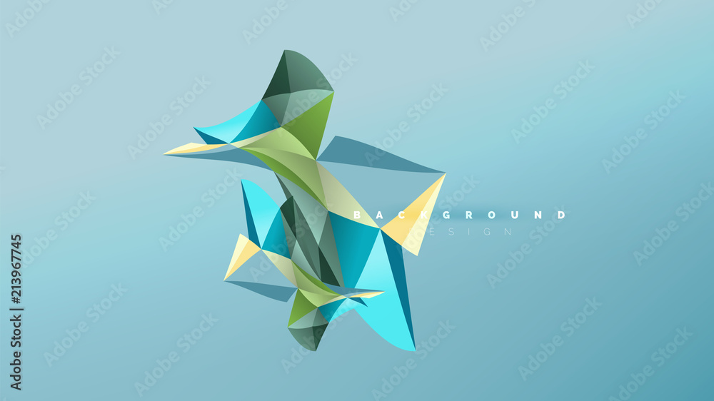 Abstract background - geometric origami style shape composition, triangular low poly design concept. Colorful trendy minimalistic illustration